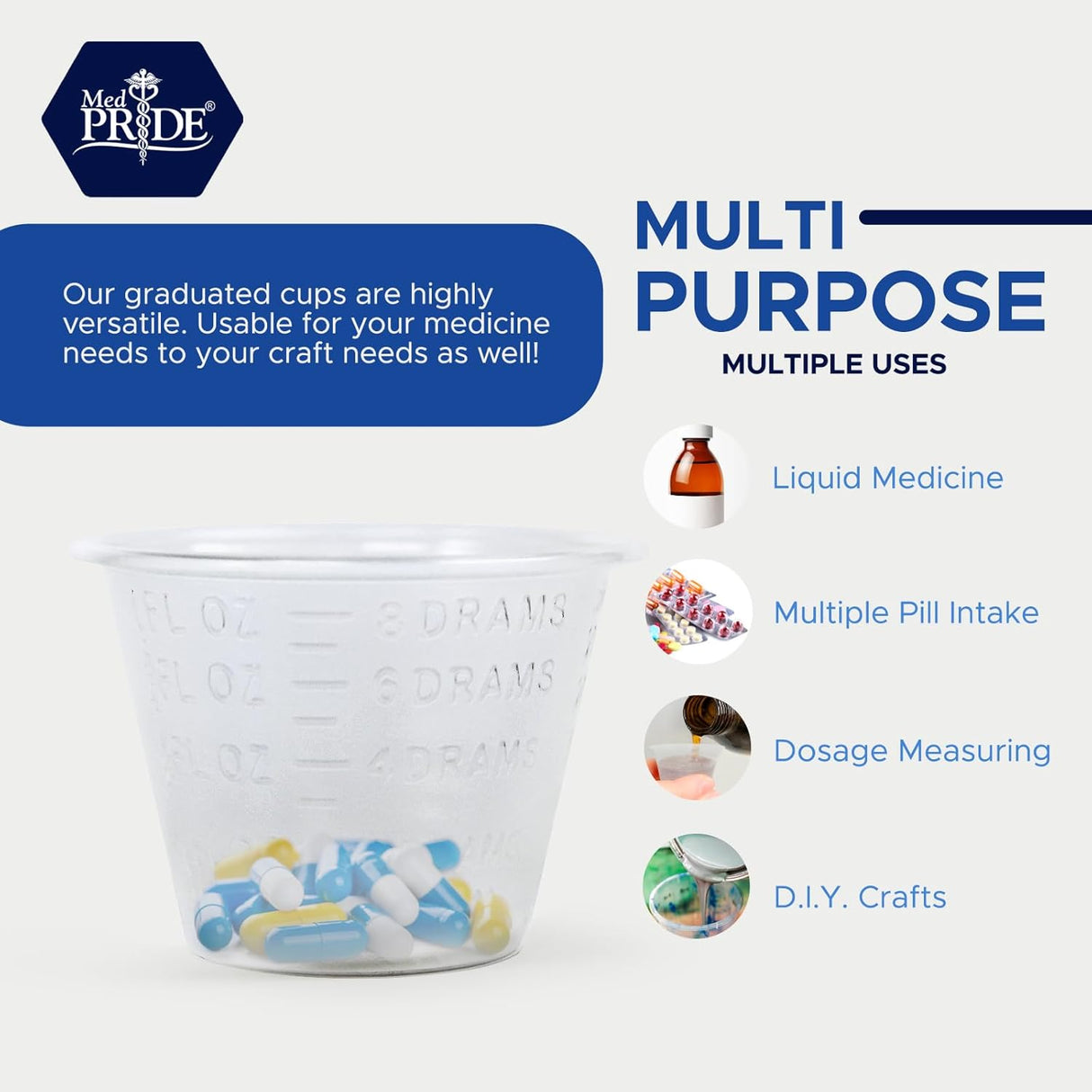 MedPride Medicine Cups Transparent Graduated 1oz. - 5 Sleeves, Bag of 100 (Total of 5000)