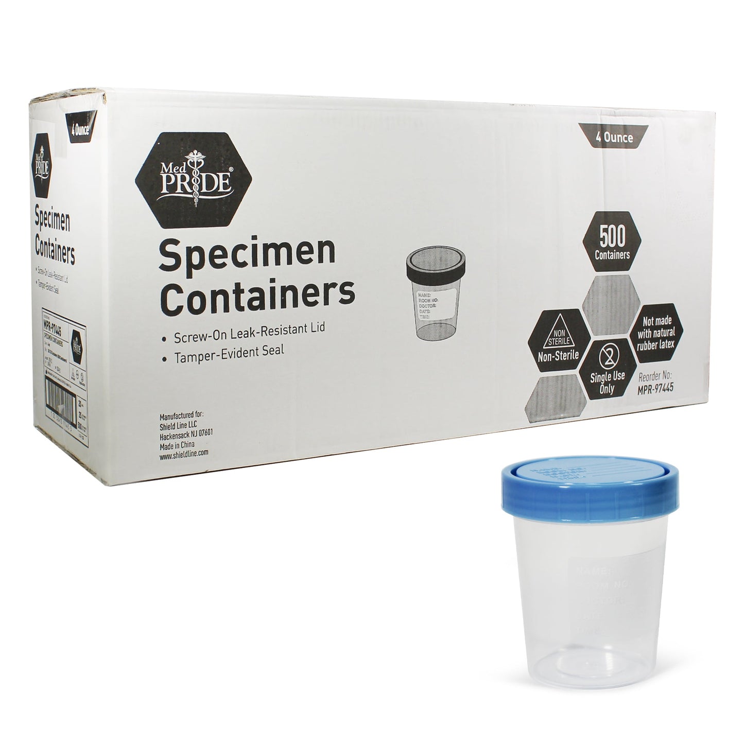 MedPride Disposable Specimen Containers Non-Sterile - 4oz. 500 cups