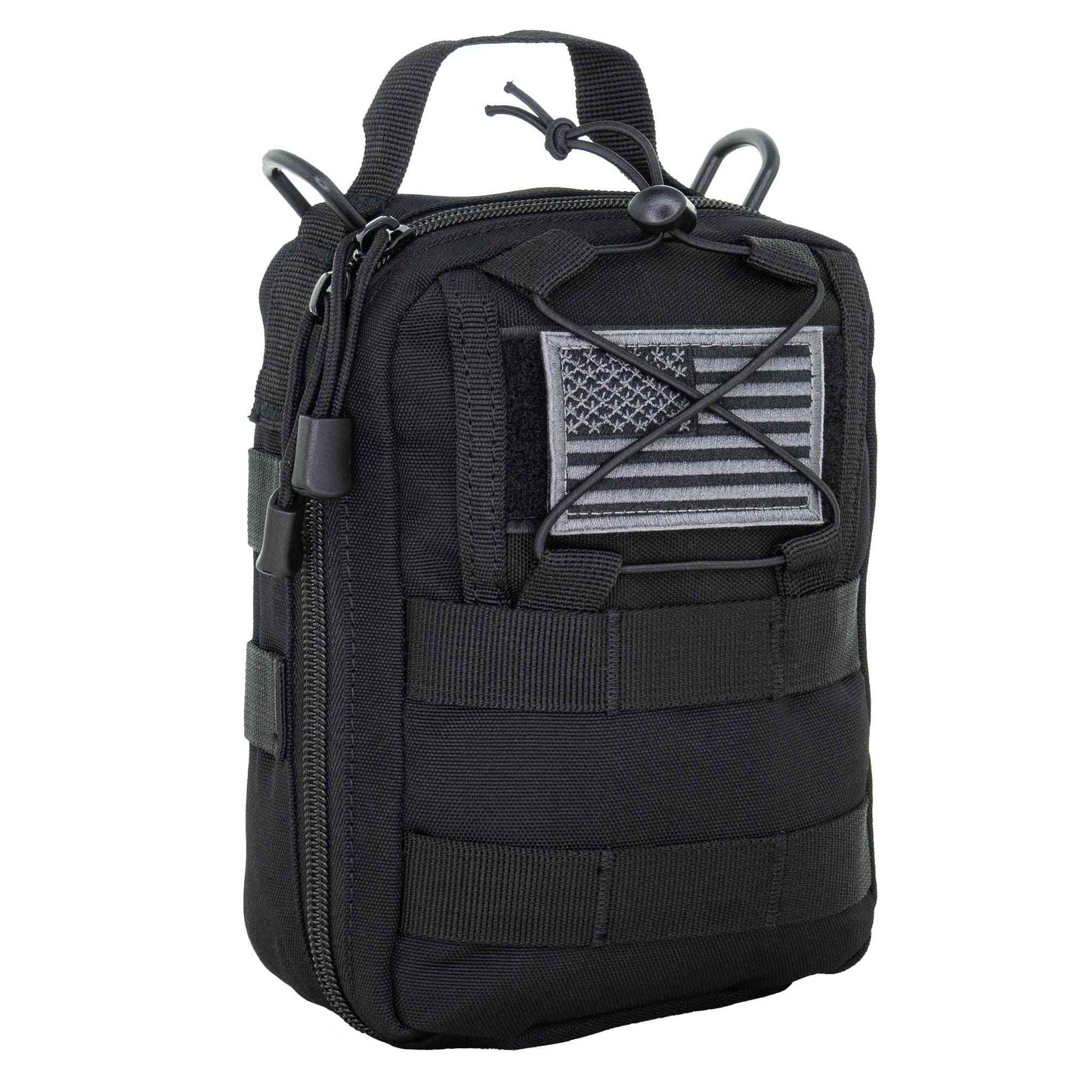 LINE2design MOLLE Pouch, Emergency Medical, Trauma Bag, Gunshot Bag for First Aid (IFAK), Utility Pouch, includes USA Patch - Black