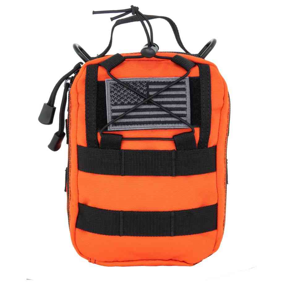 LINE2design MOLLE Pouch, Emergency Medical, Trauma Bag, Gunshot Bag for First Aid (IFAK), Utility Pouch, includes USA Patch - Orange