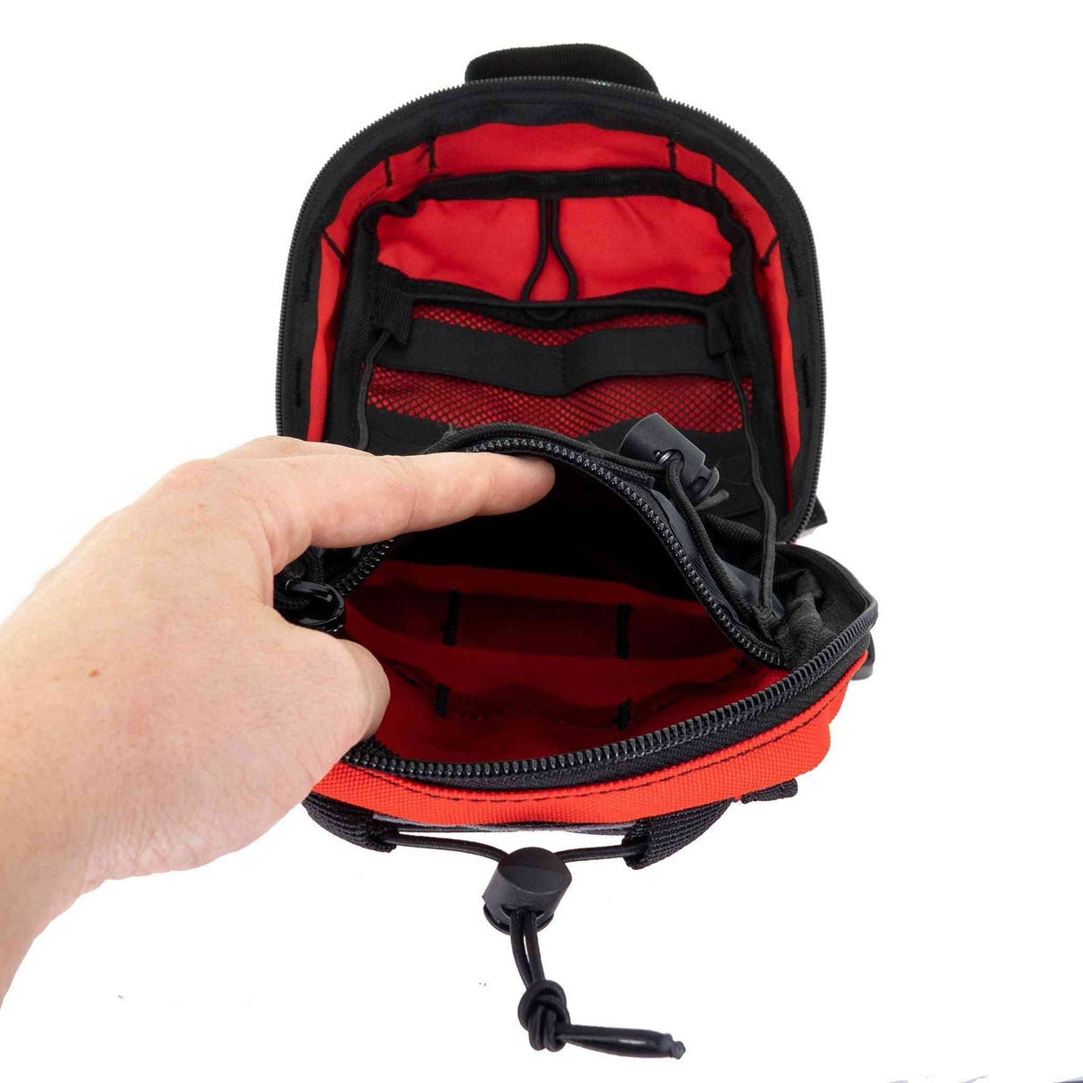 LINE2design MOLLE Pouch, Emergency Medical, Trauma Bag, Gunshot Trauma for First Aid (IFAK), Utility Pouch, includes USA Patch - Red