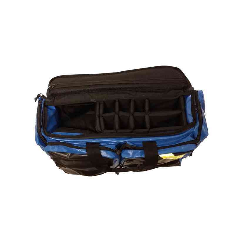 LINE2design First Aid Deluxe EMS Oxygen Medical Bag, All Impervious Fully Padded with Shoulder Straps & Yellow Trim - Royal Blue