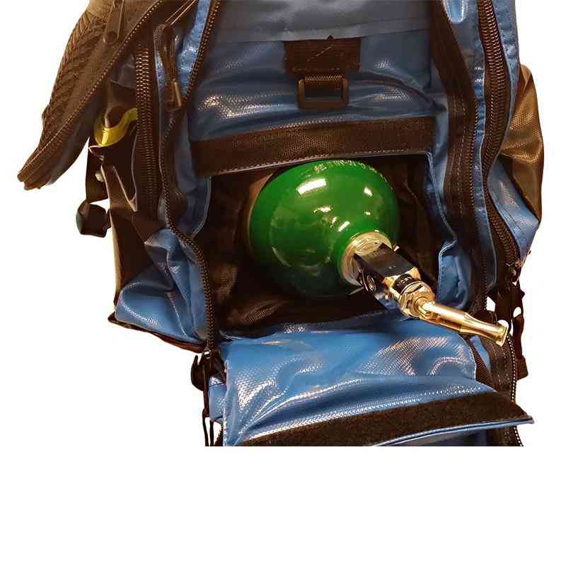 LINE2design First Aid Deluxe EMS Oxygen Medical Bag, All Impervious Fully Padded with Shoulder Straps & Yellow Trim - Royal Blue
