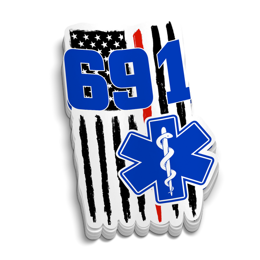 Custom Medic Red Line Flag Station Number Sticker