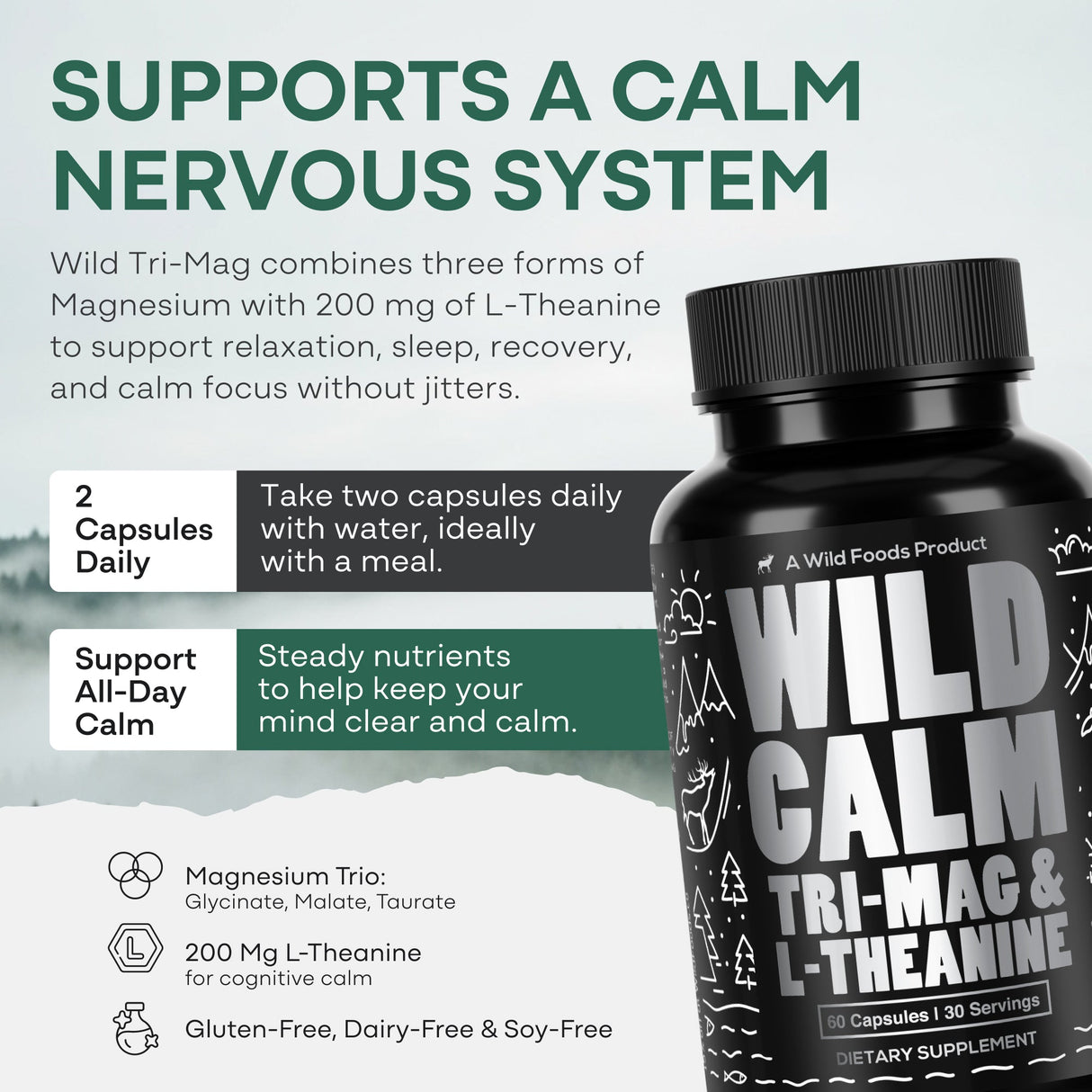 Wild Tri-Mag – Triple Magnesium Complex for Sleep w/L Theanine