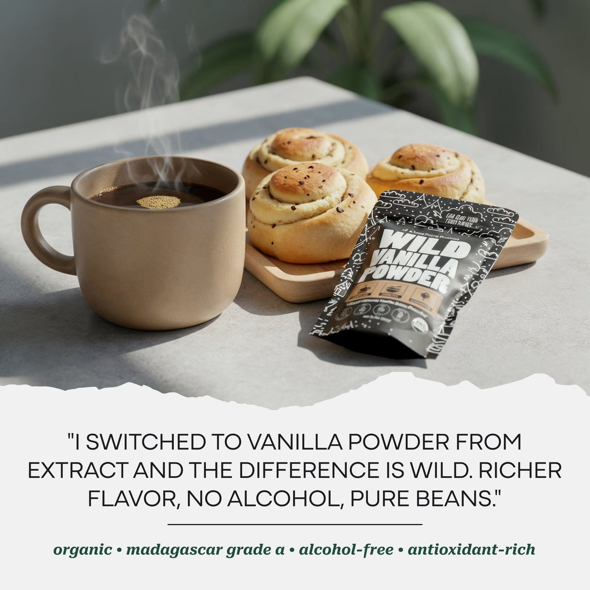 Vanilla Powder, 28 servings - Organic Ground Whole Vanilla Beans