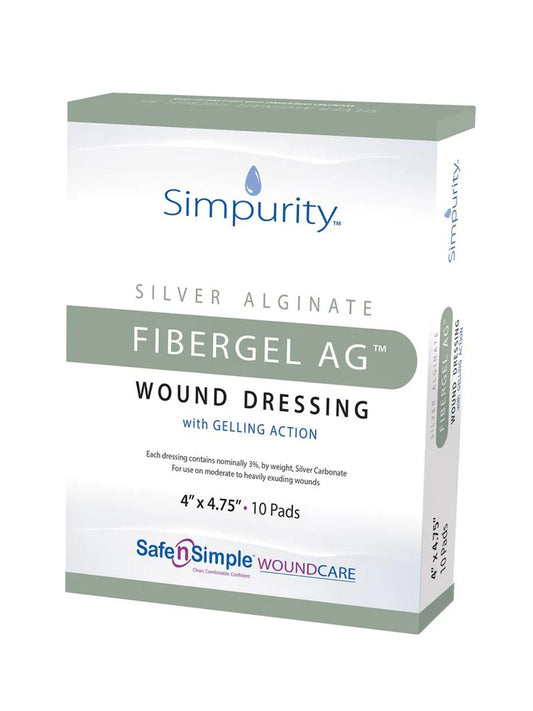 Safe N Simple Simpurity Silver Alginate Fibergel AG Wound Dressing (100 Count)