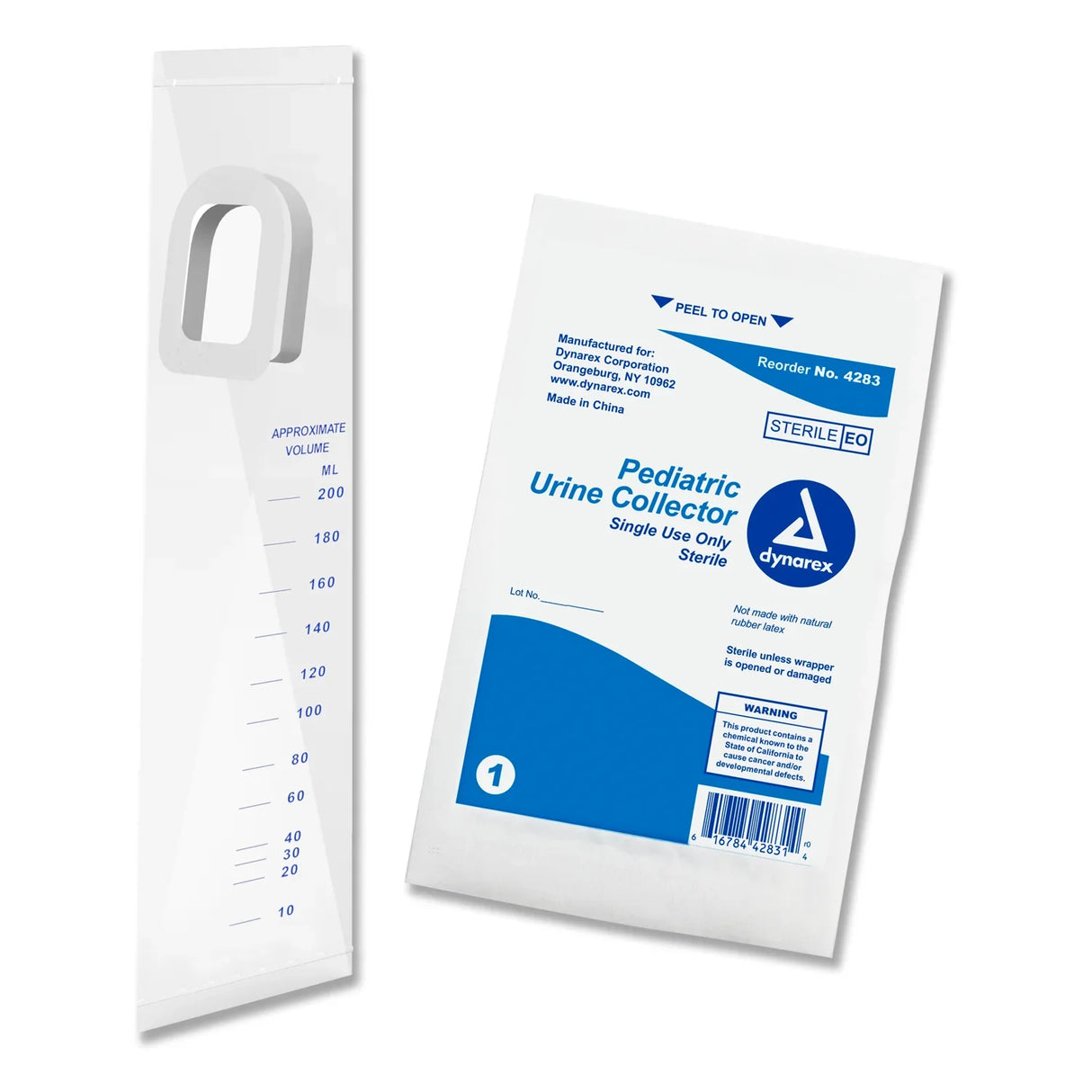 Dynarex Pediatric Urine Collector, 200 mL - White (50 Count)
