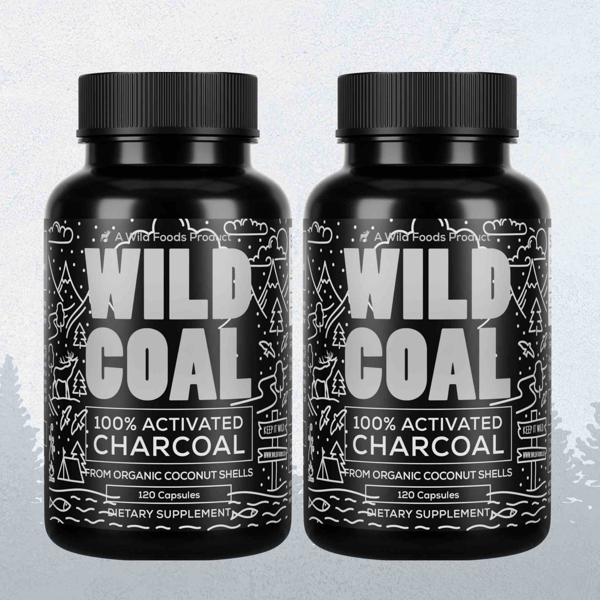 Activated Charcoal Capsules, 60 servings - Made from 100% Organic Coconuts