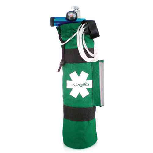 Portable Oxygen Cylinder Sleeve Bag Star Of Life - Zippered Storage Tank Pouch w/ Adjustable Straps - Green