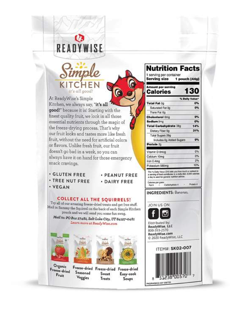 ReadyWise | Freeze-Dried Bananas - 6 Pack