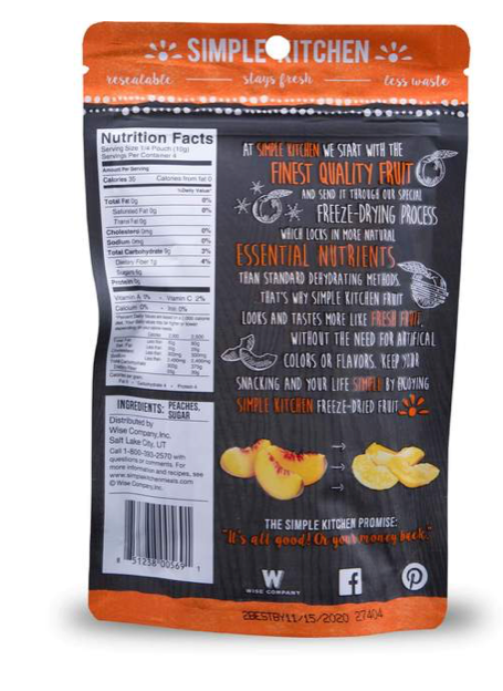 ReadyWise | Freeze-Dried Peaches - 6 Pack