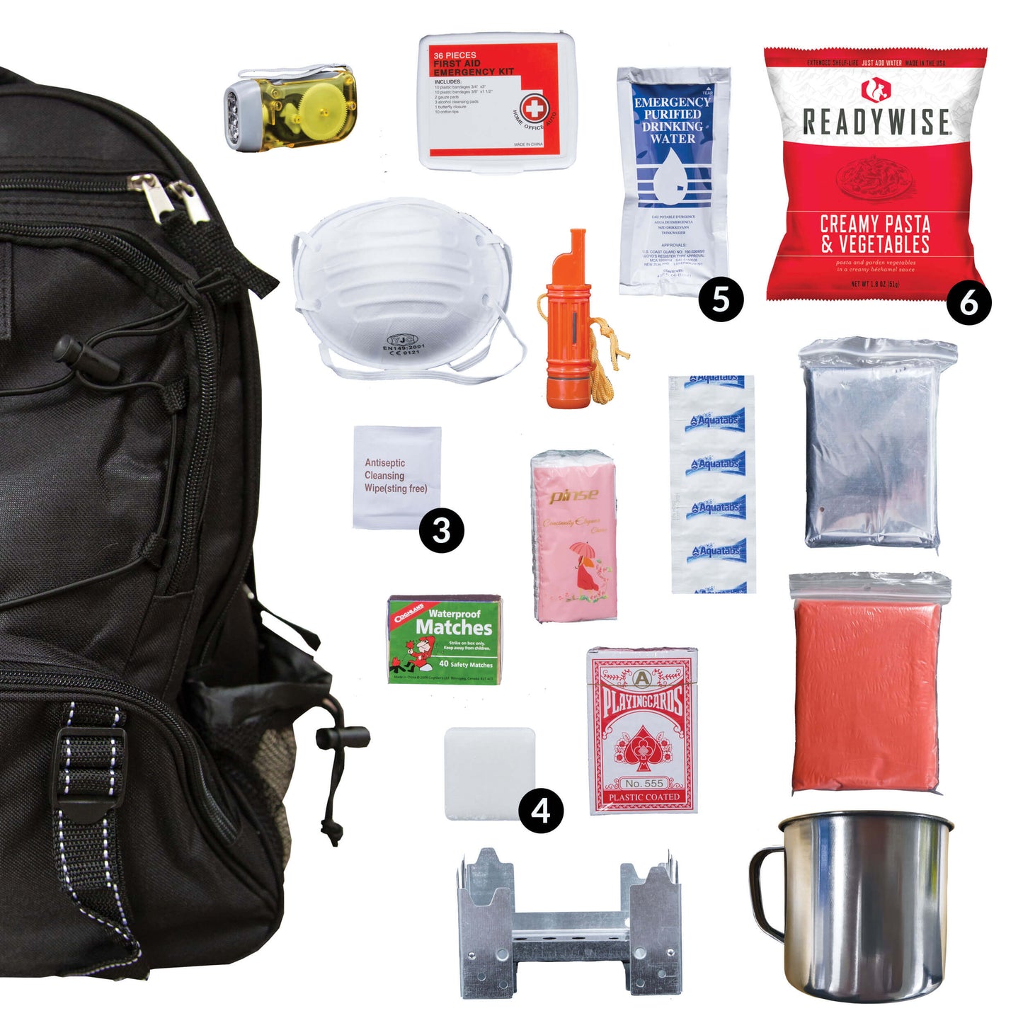 ReadyWise | Black 64 Piece Survival Backpack