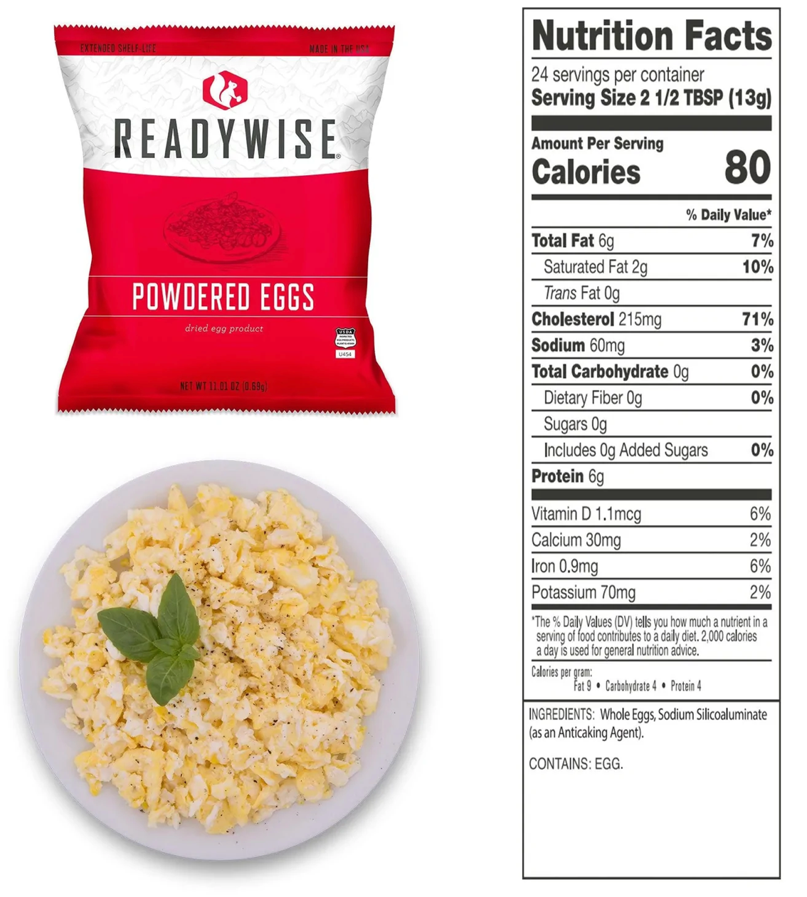 ReadyWise | Emergency Freeze Dried Powdered Eggs - 144 Servings