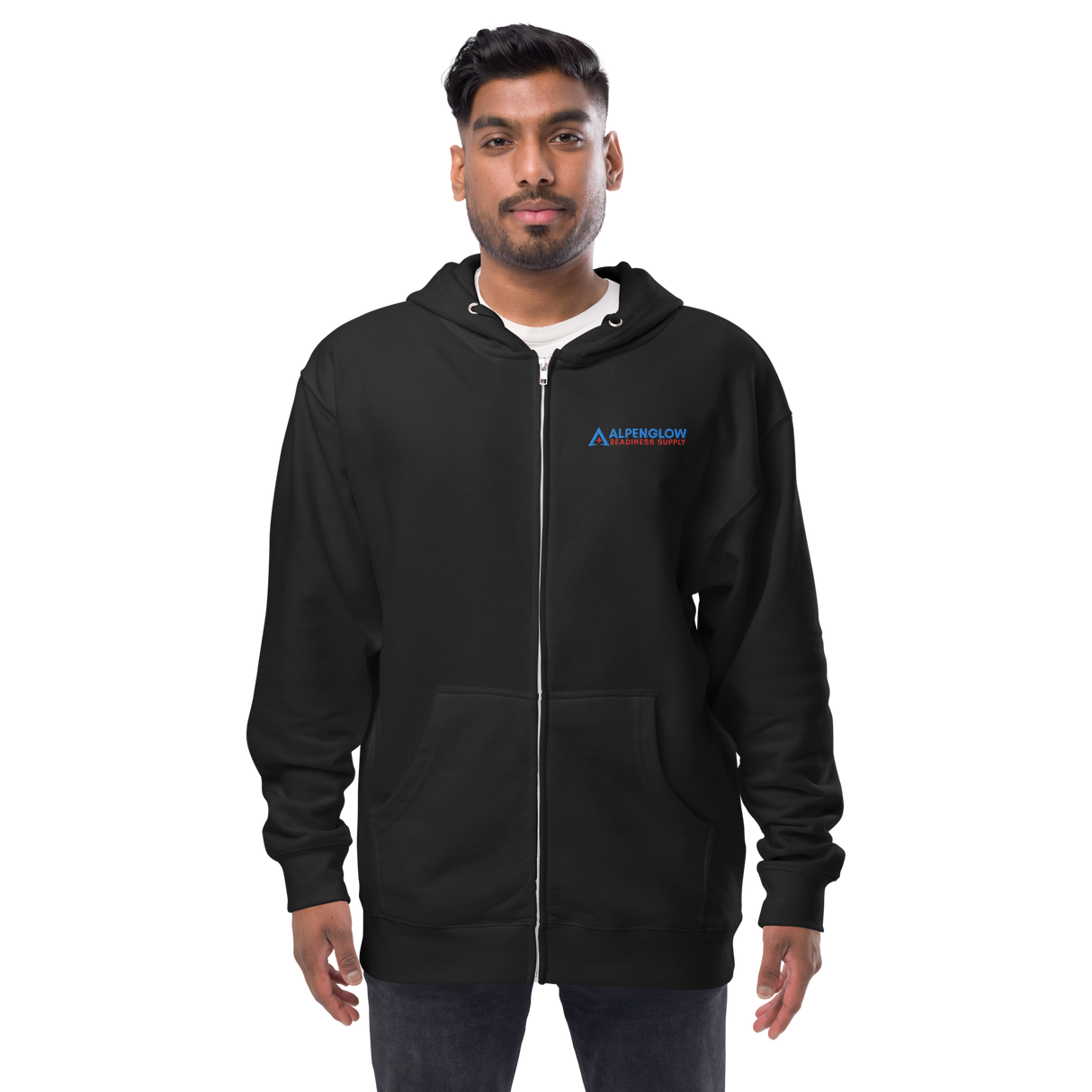 Unisex fleece zip up hoodie