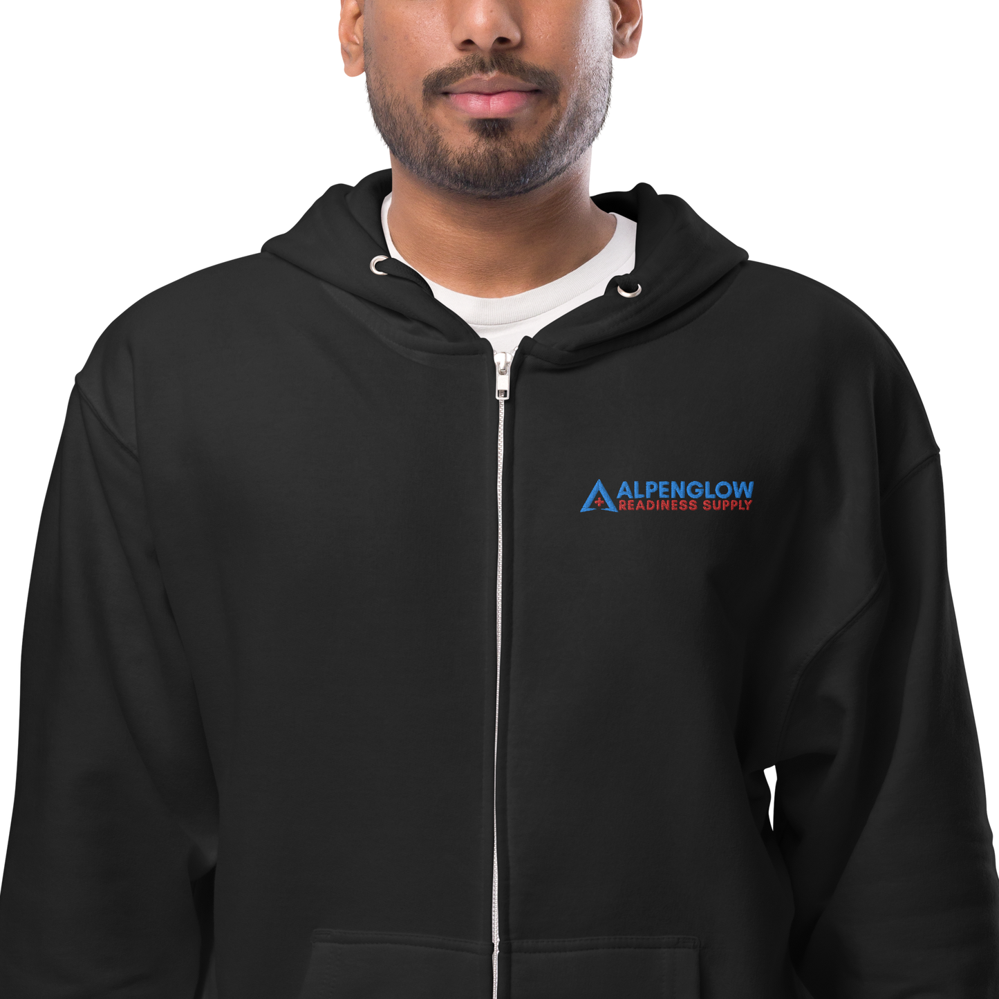 Unisex fleece zip up hoodie