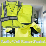 LINE2design EMS Safety Vest ANSI Polyester Fabric Yellow with Reflective Trim, Outlined in Navy