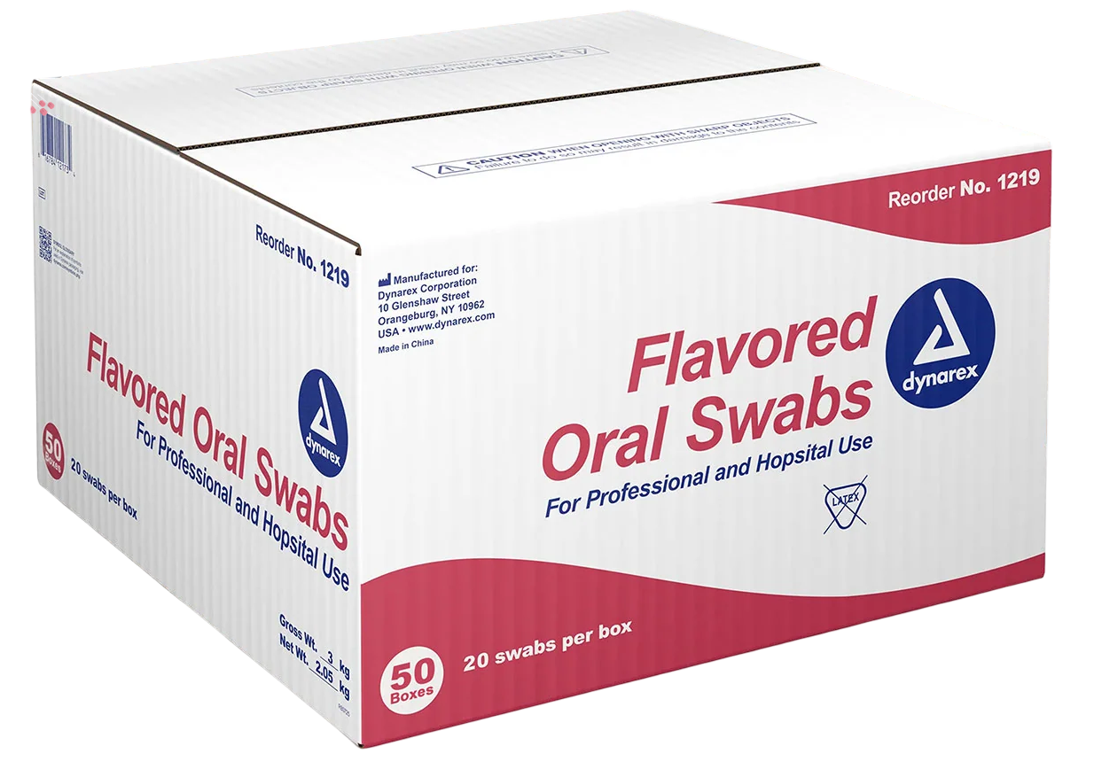 Dynarex Oral Swabsticks, Flavored w/ Dentrifice, 20ea/bx, 50bxs/case (1000 Count)