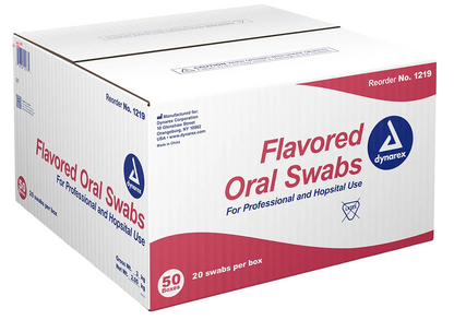 Dynarex Oral Swabsticks, Flavored w/ Dentrifice, 20ea/bx, 50bxs/case (1000 Count)