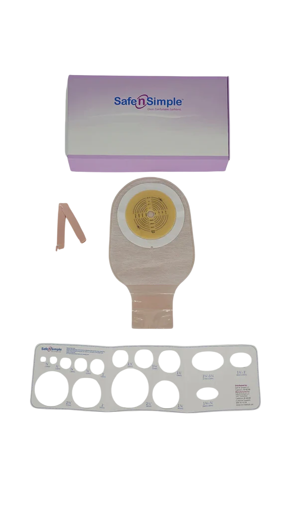 Safe N Simple 12″ Flat Cut-To-Fit Extended Wear Drainable 1-Piece Pouch with Filter & Tape Collar (80 Count)