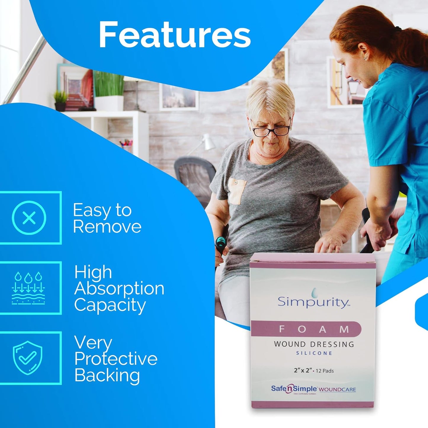 Safe N Simple Simpurity Foam Wound Dressing (192 Count)