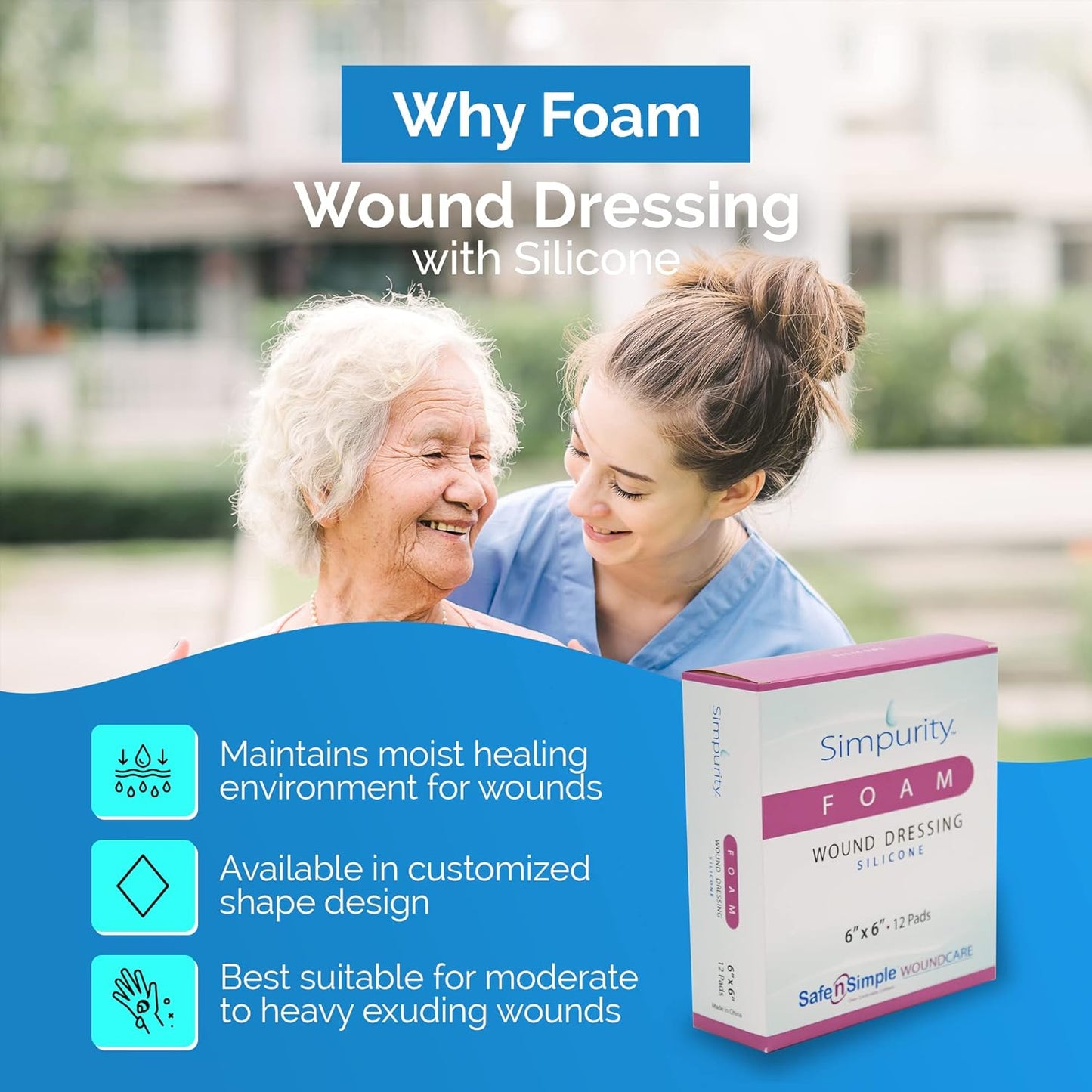 Safe N Simple Simpurity Silicone Foam Wound Dressing (192 Count)