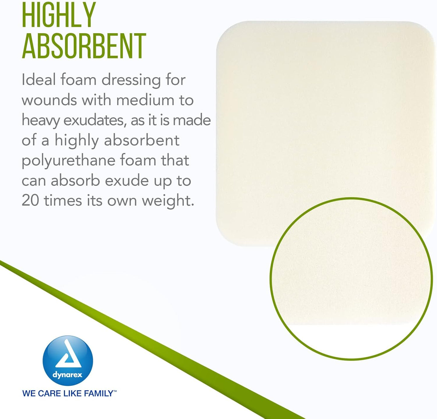 Dynarex CuraFoam - Foam Dressing, 10ea/bx, 12bxs/cs (120 Count)