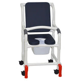 MJM International 118-3-SSDE-CBP-AB-SQ-PAIL-LSB-AT Shower Chair With Soft Seat Deluxe Elongated, Cushion Back, Square Pail, Lap Safety Bar and Anti-Tipper