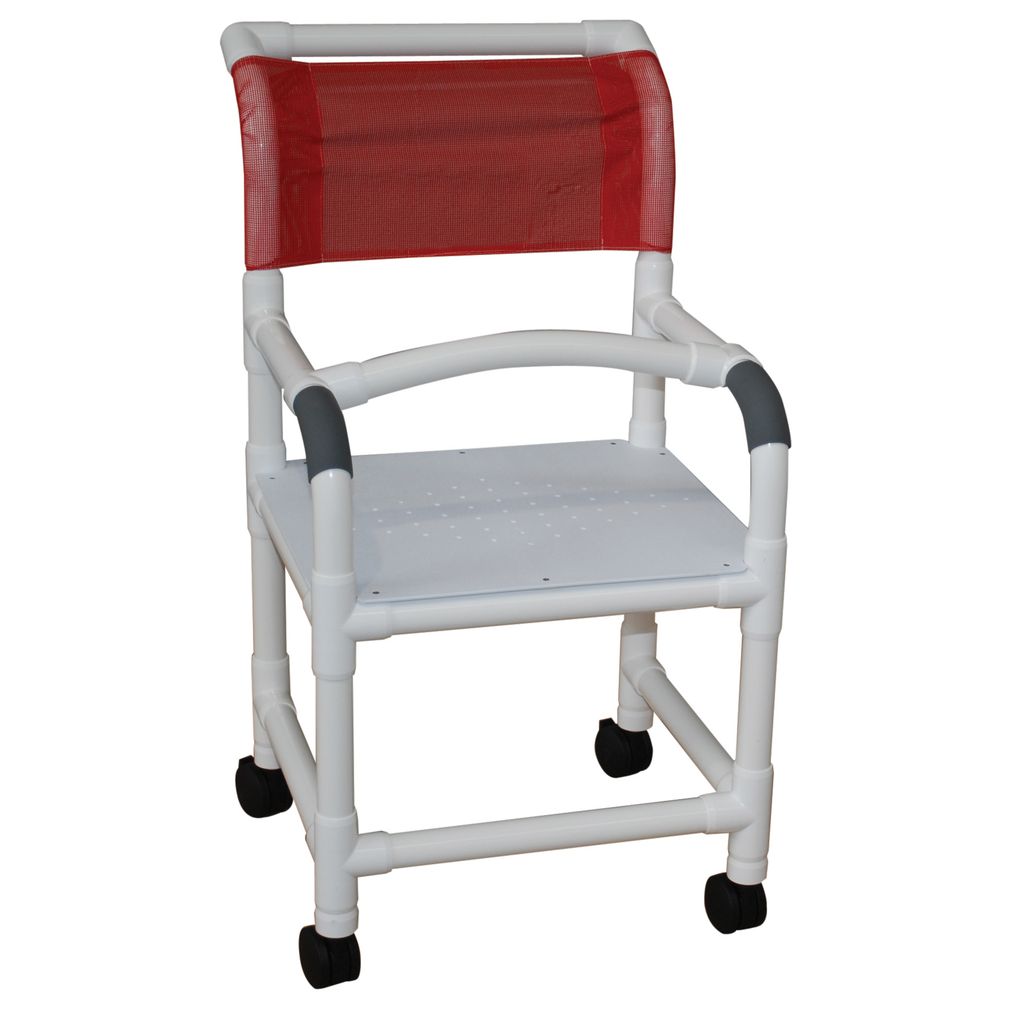 MJM International 118-3TW-F-LSB-18 Shower Chair Flatstock Seat with Drain holes and Lap Security Bar 300 Lbs Weight Capacity
