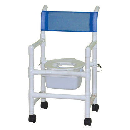 MJM International 118-3TW-FD-SQ-PAIL Folding Shower Chair with Slide Out Commode Pail  3" Twin Casters, 200 lbs Weight Capacity