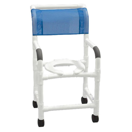 MJM International 118-3TW-KDE Knocked Down Shower Chair, 18" Internal Width, 3" Twin Casters, 300 lbs Weight Capacity