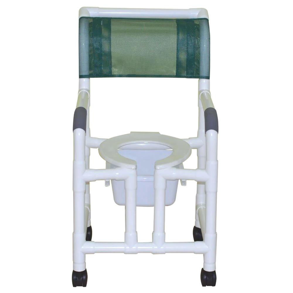 MJM International 118-3TW-OF-SQ-PAIL Shower Chair with Open Front and Slide Out 10 Qt Slide Out Commode Pail, 300 lbs Weight Capacity