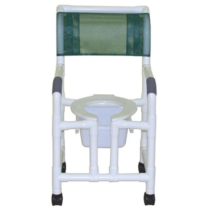 MJM International 118-3TW-OF-SQ-PAIL Shower Chair with Open Front and Slide Out 10 Qt Slide Out Commode Pail, 300 lbs Weight Capacity