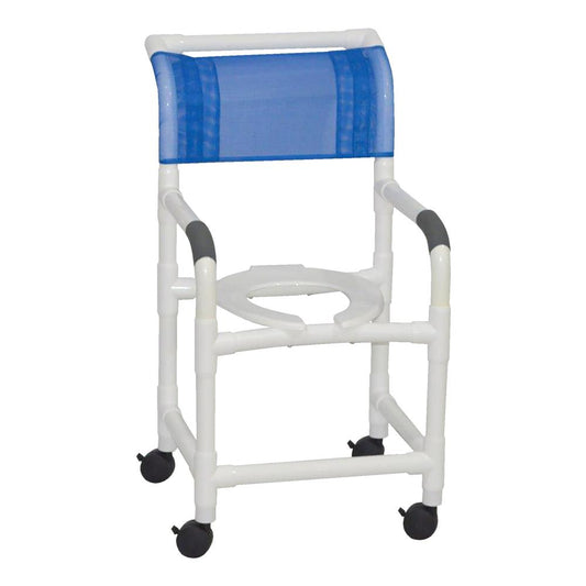 MJM International 118-3TW PVC Shower Chair with Fixed Arms – 18" Internal Seat 300 lbs. Capacity
