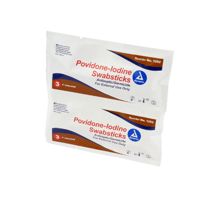 Dynarex Povidone Iodine Swabsticks, 3 Swabsticks per Packet, 10bxs/case (250 Count)
