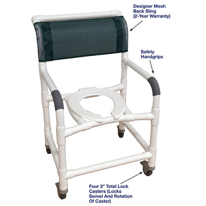 MJM Mid-Size 122-3TL Shower Chair With Total Lock Casters