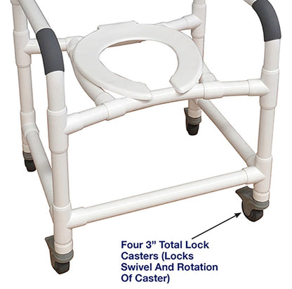 MJM Mid-Size 122-3TL Shower Chair With Total Lock Casters
