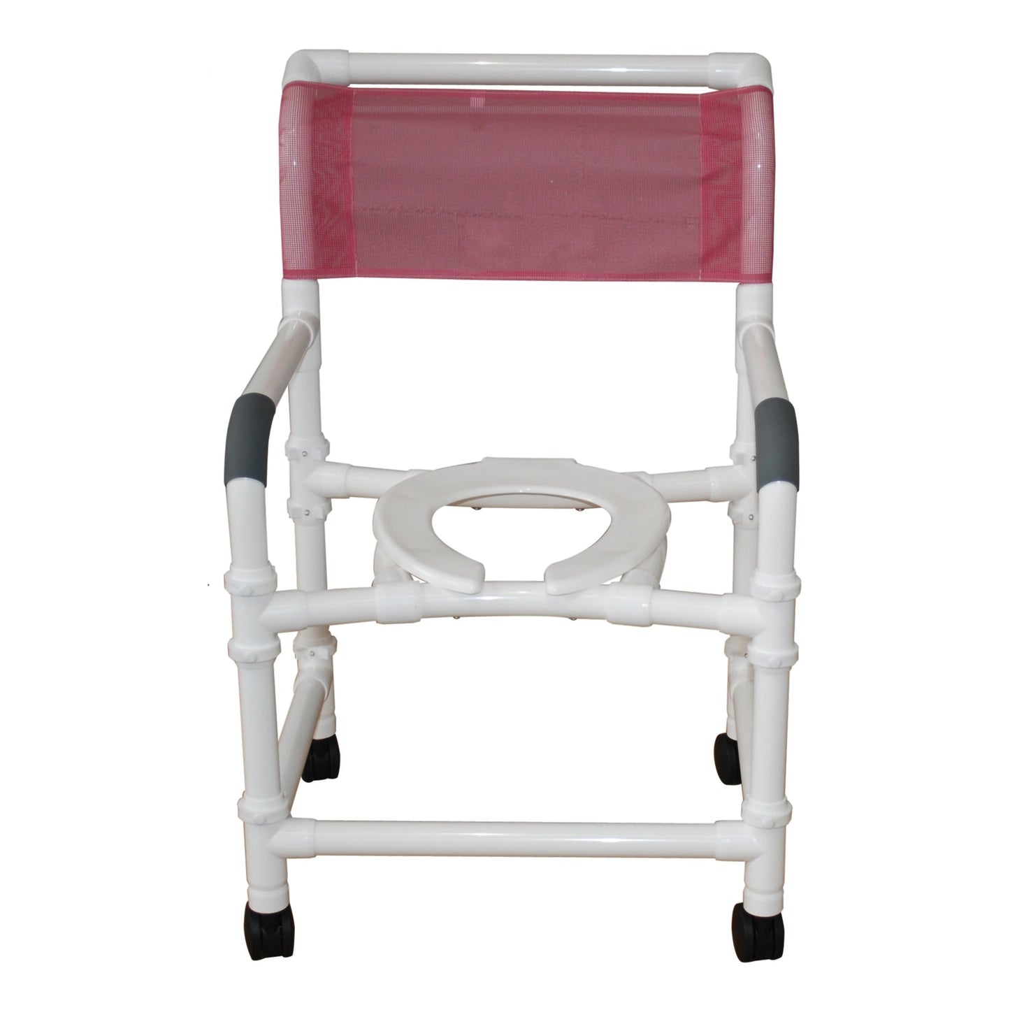 MJM International 122-3TW-KD New Knocked Down Shower Chair 22" Internal Width, Open Front Seat, 3" Twin Casters, 375 Lbs Weight Capacity