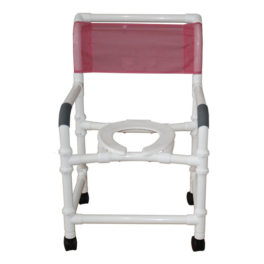 MJM International 122-3TW-KD New Knocked Down Shower Chair 22" Internal Width, Open Front Seat, 3" Twin Casters, 375 Lbs Weight Capacity