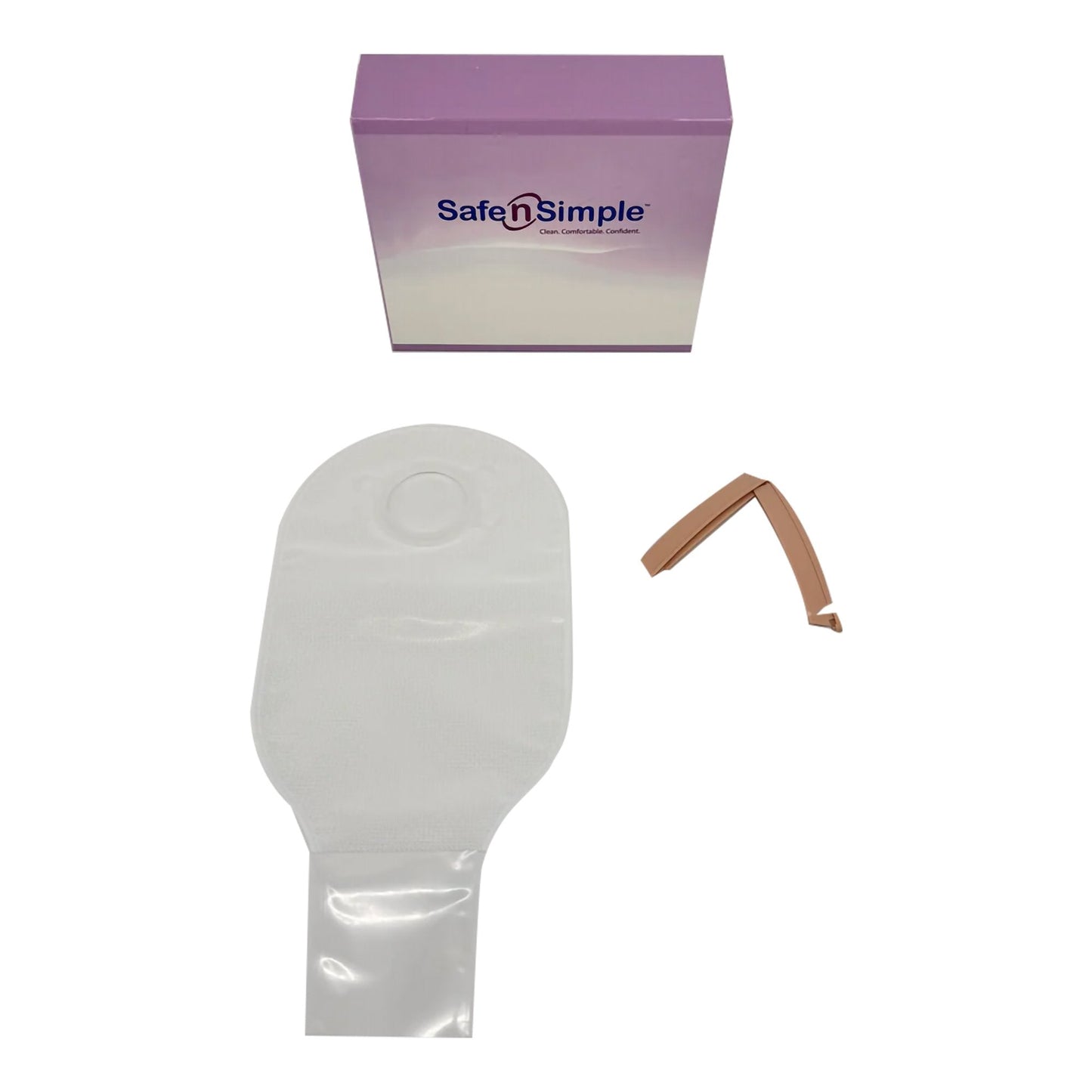 Safe N Simple 12" Drainable 2-PIece Pouch Transparent, Flange with Belt Tabs and One Curved Tail Closure (80 Count)