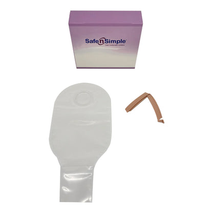 Safe N Simple 12" Drainable 2-PIece Pouch Transparent, Flange with Belt Tabs and One Curved Tail Closure (80 Count)