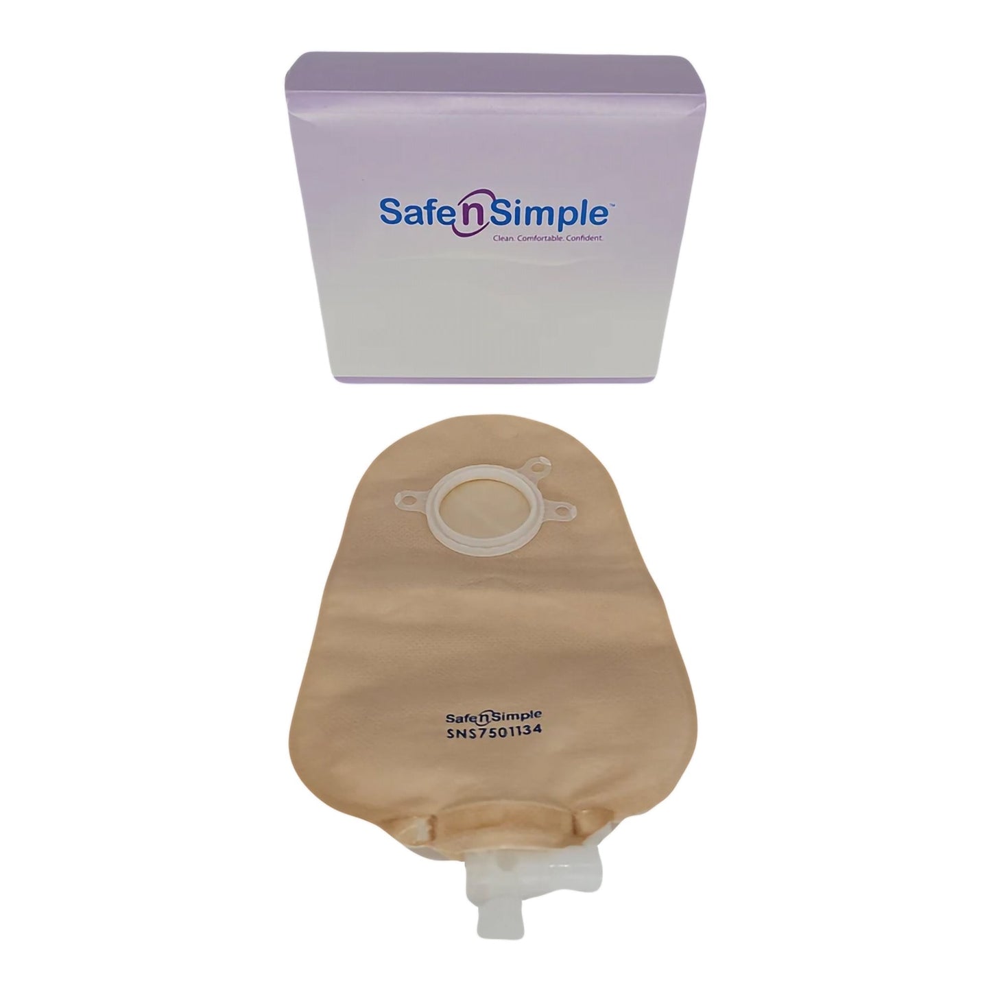 Safe N Simple 9" Urostomy 2-Piece Pouch Beige, Flange with Valve and Belt Tabs (80 Count)