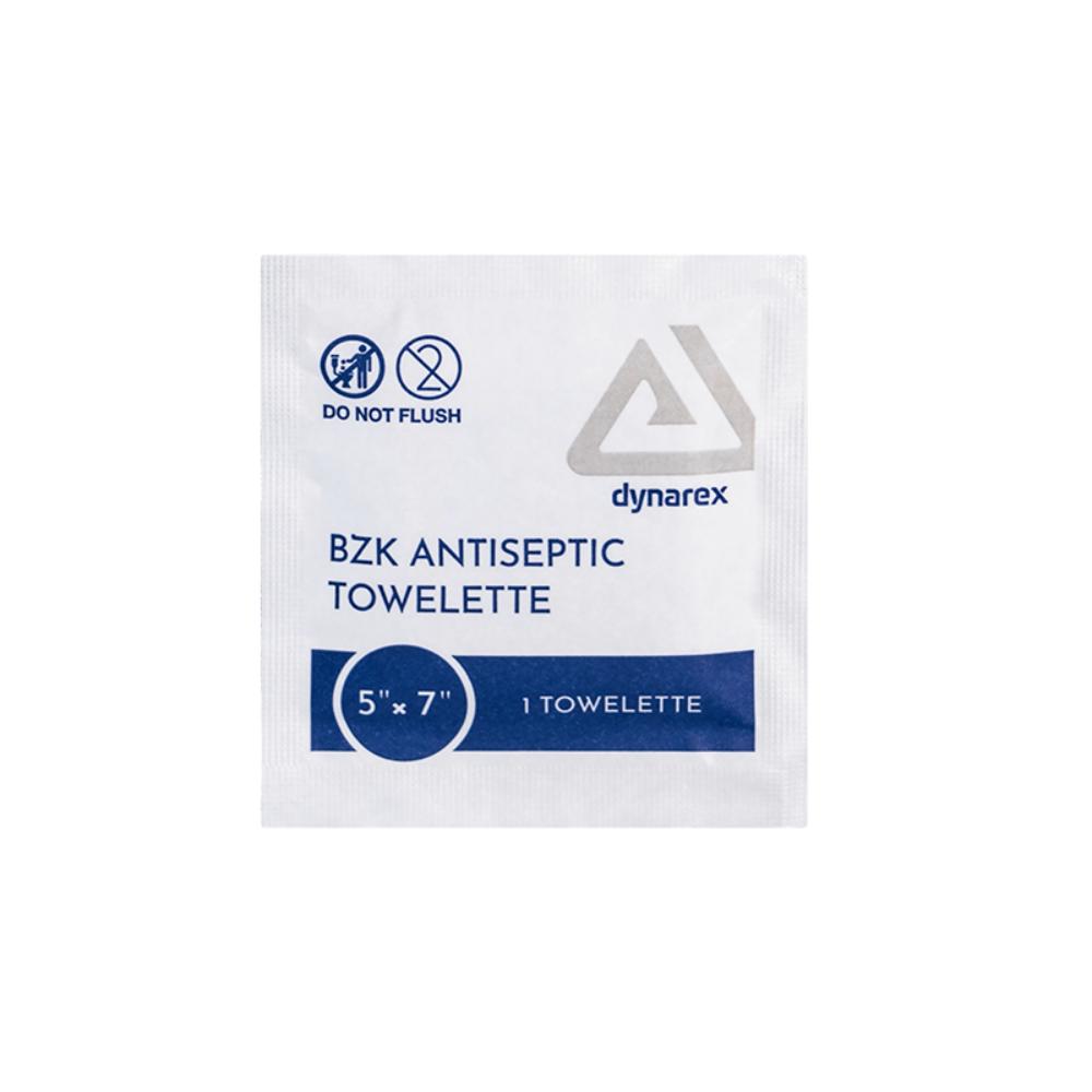 Dynarex BZK Antiseptic Towelettes, 5" x 7", 40ea/bx, 25bxs/case (1000 Count)