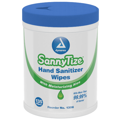 Dynarex Instant Hand Sanitizer, 5.9" x 7.5" Wipes, 12can/case (1620 Count)