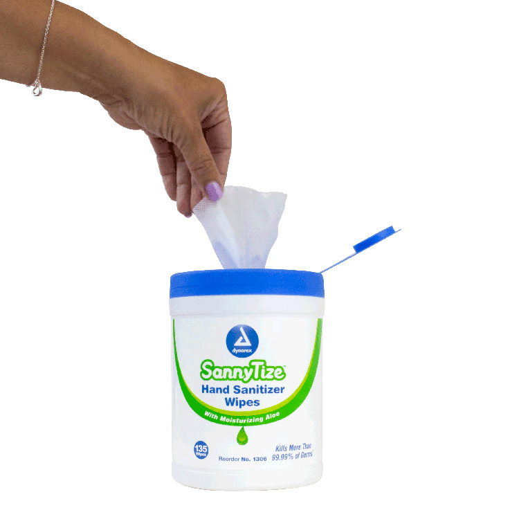 Dynarex Instant Hand Sanitizer, 5.9" x 7.5" Wipes, 12can/case (1620 Count)
