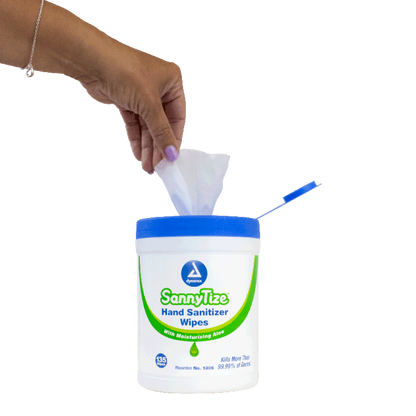 Dynarex Instant Hand Sanitizer, 5.9" x 7.5" Wipes, 12can/case (1620 Count)