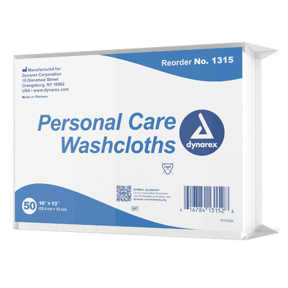 Dynarex Personal Care Washcloth - 50ea/bx, 10bxs/case (500 Count)