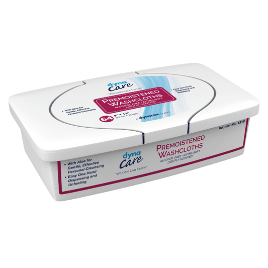 Dynarex Premoistened Adult Washcloths, 9" x 13" Tub, 8tub/case (512 Count)