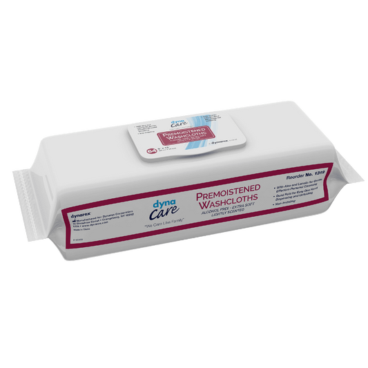 Dynarex Premoistened Adult Washcloths, 9" x 13" Soft Pack ReFill, 8pks/case (512 Count)