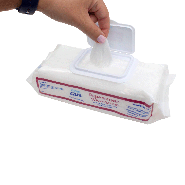 Dynarex Premoistened Adult Washcloths, 9" x 13" Soft Pack ReFill, 8pks/case (512 Count)